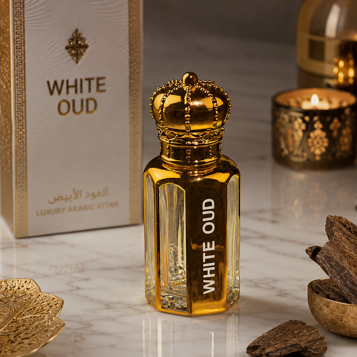 Kannauj White Oud Attar | Long Lasting Alcohol-Free Perfume Oil | Premium Roll-On for Men & Women | 6ml